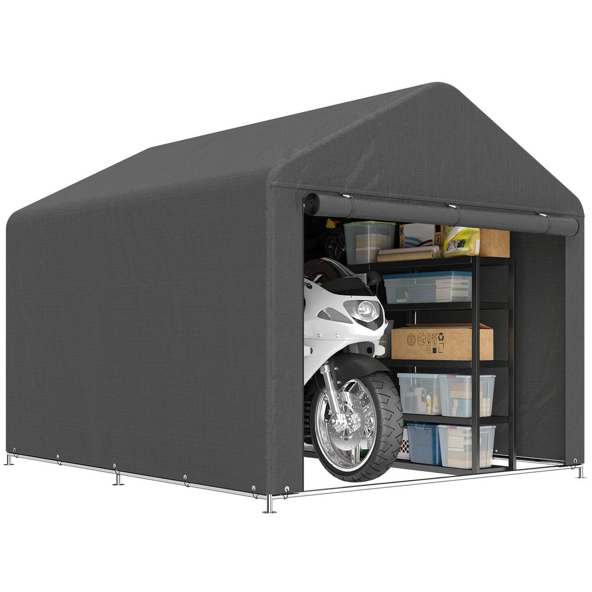 6.6 x 7.8ft Garden Storage Shed Tent Bike Tent, Dark Grey