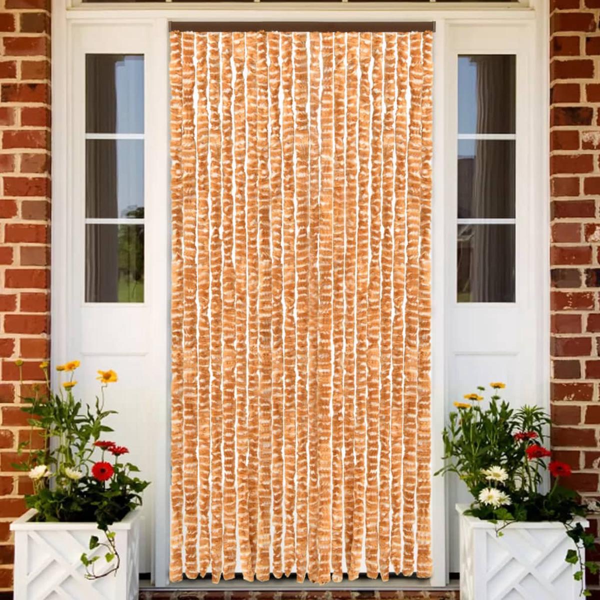 Berkfield Insect Curtain Ochre and White 90x220 cm Chenille