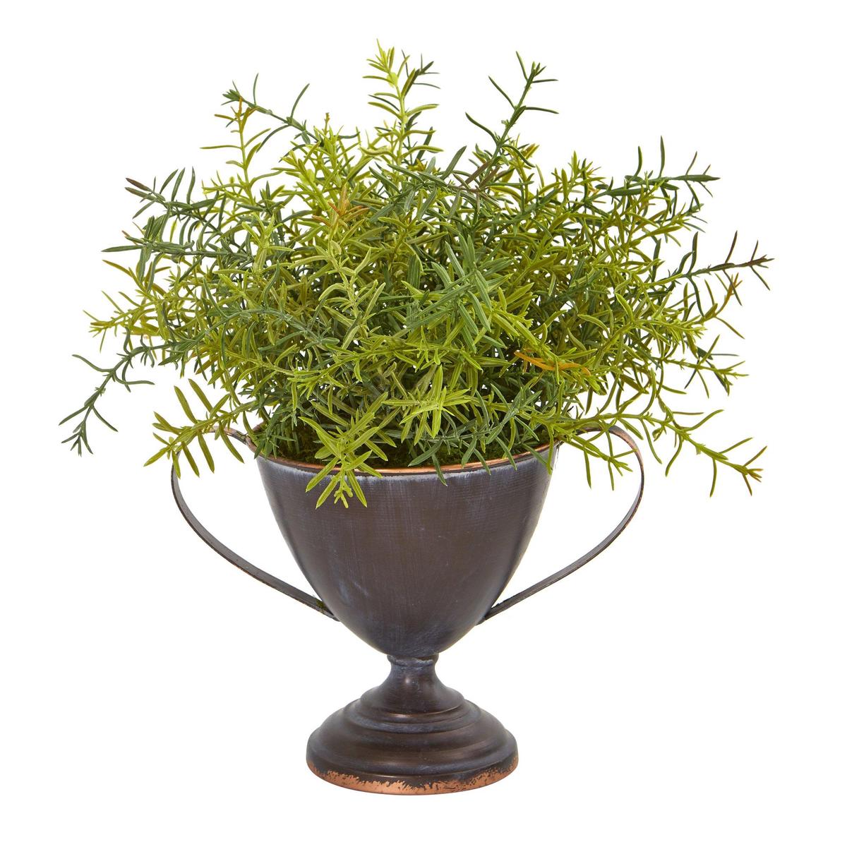 14 Rosemary Artificial Plant in Metal Goblet