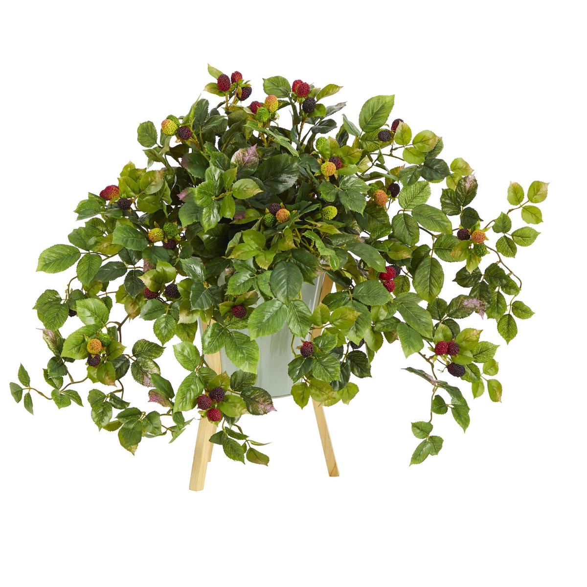 23 Raspberry Artificial Plant in Green Planter with Stand