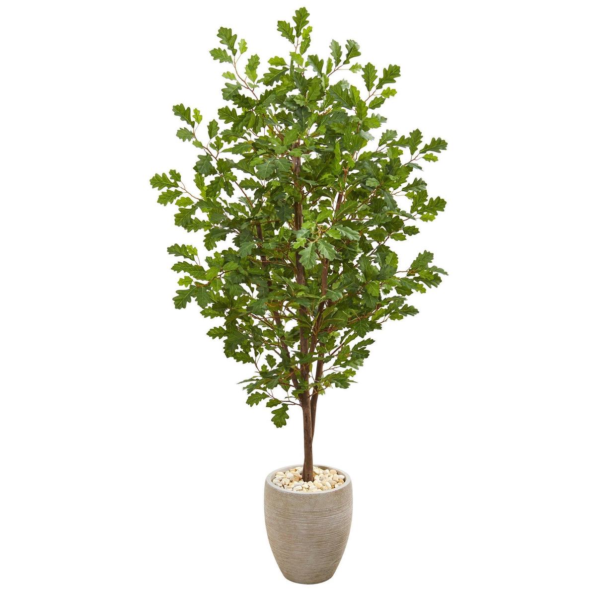 69 Oak Artificial Tree in Sand Colored Planter