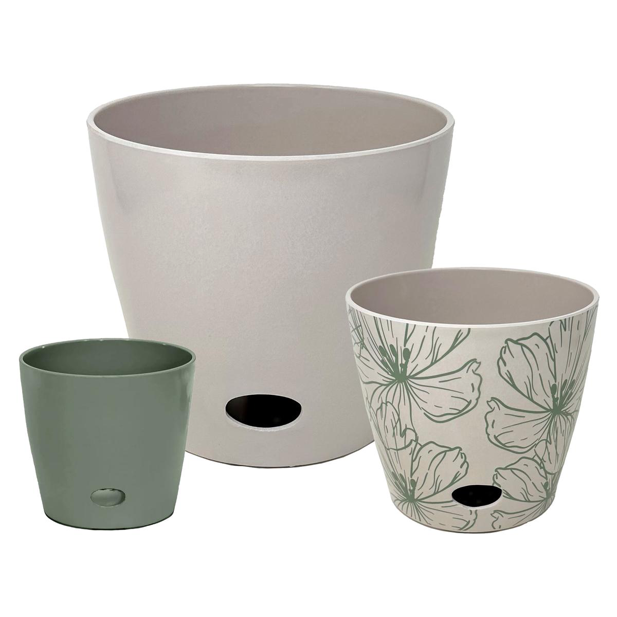 Self-Watering Pots (Set of 3) 8211 58221 Sage Green 78221 Green Flower 038 108221 Cream 8211 Default Title