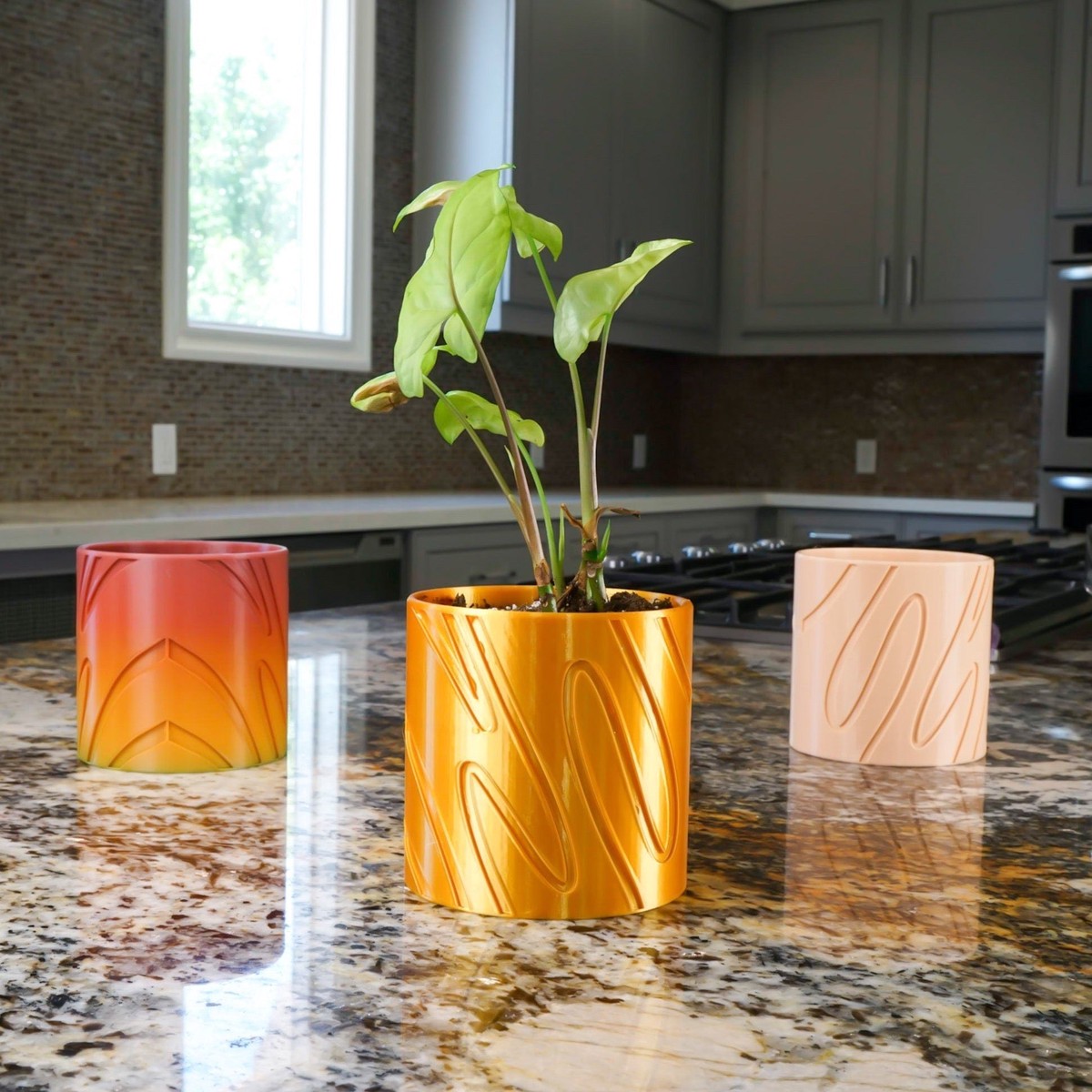 Double Rainbow Planter Beige7InchWithoutDripTray