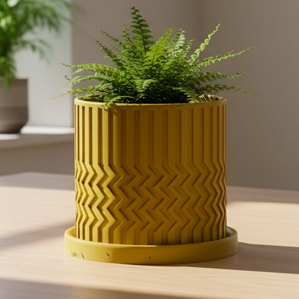 Minimalist Zig-Zag Planter Mustard6WithoutDripTray