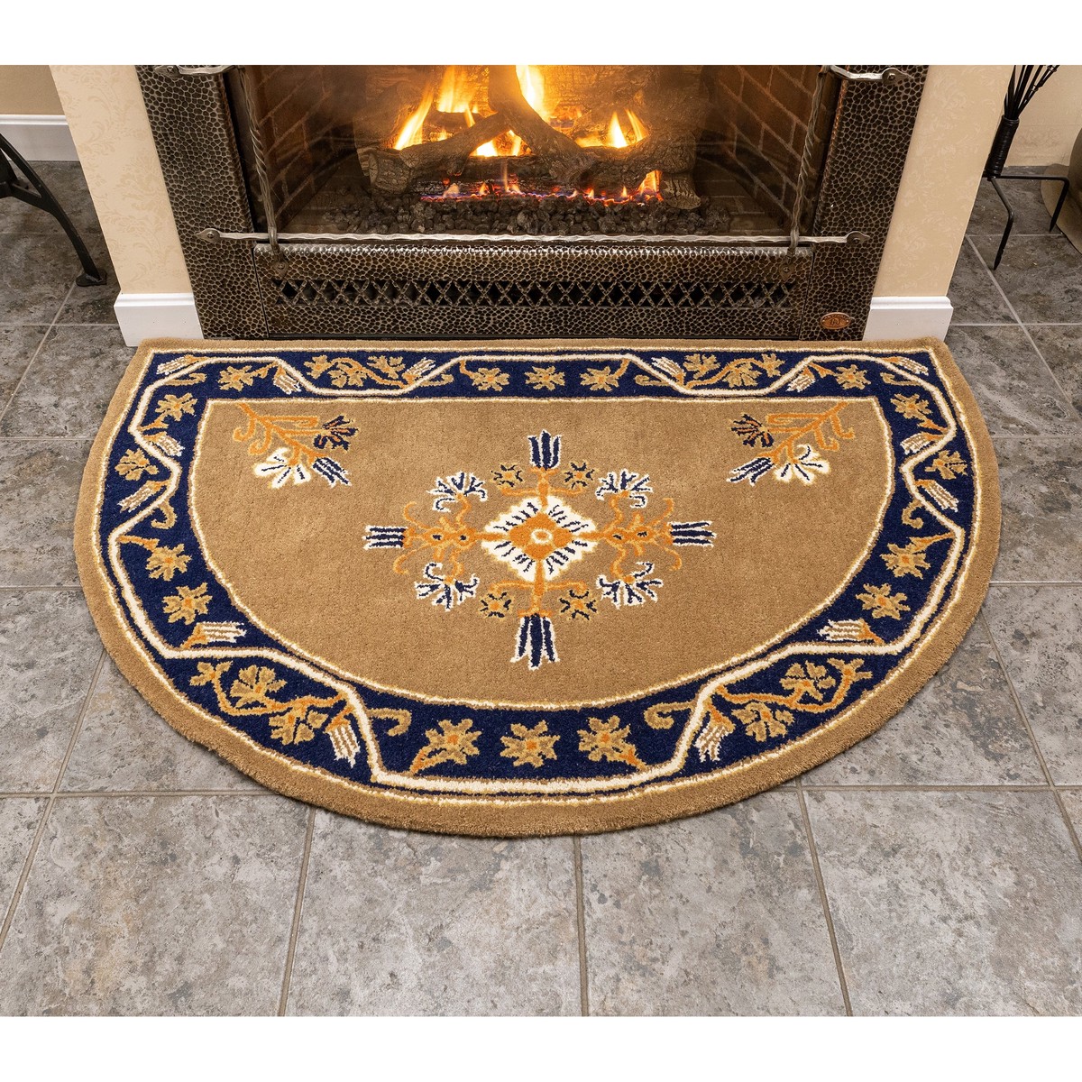 Jardin Half Round Wool Rug Brown44