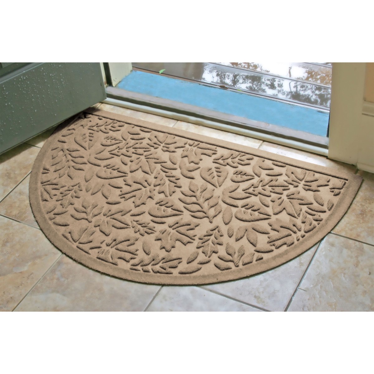 Waterhog Fall Day IndoorOutdoor Half Round Door Mat 24 Blue