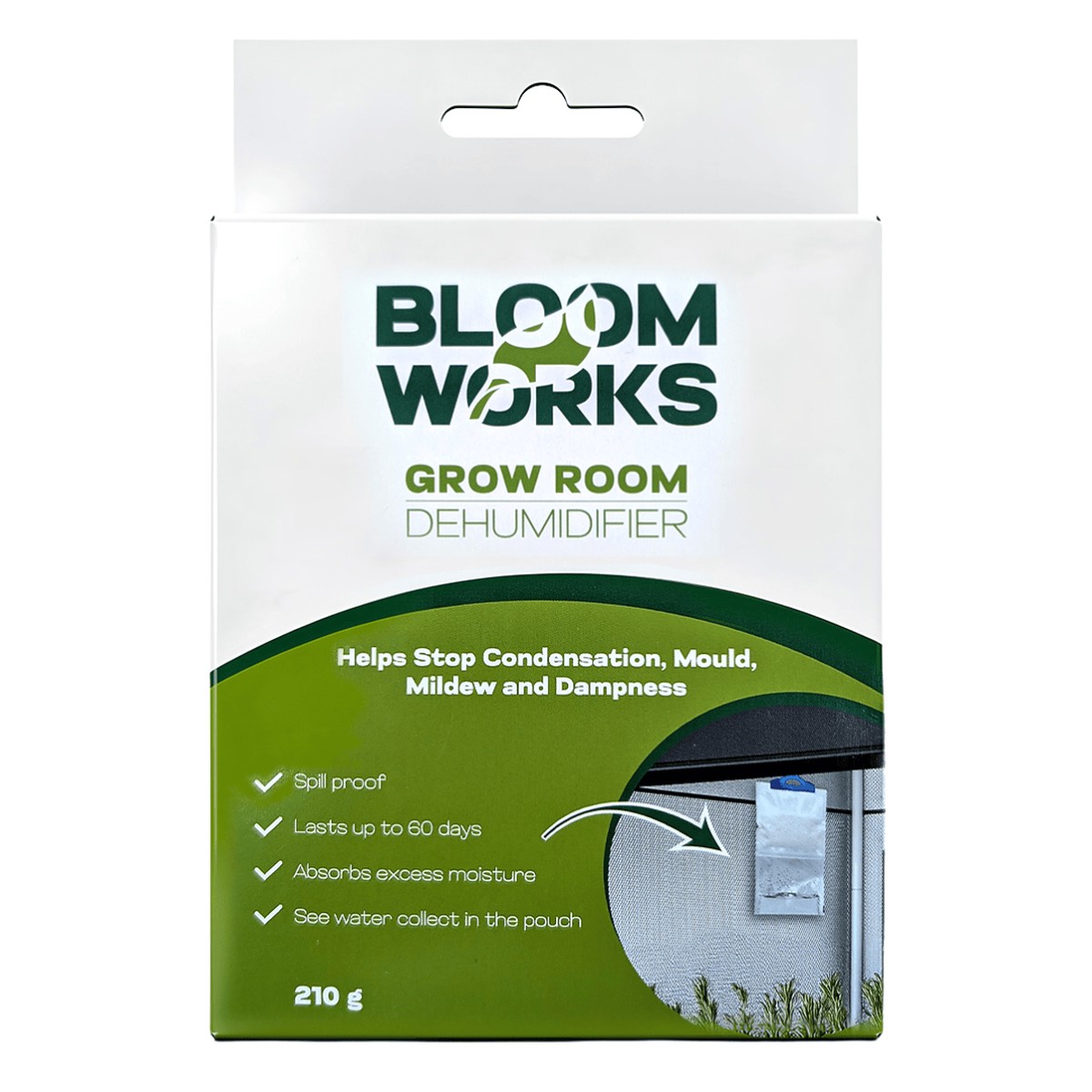 Bloom Works Grow Room Dehumidifier Bag - Passive Moisture Absorber For Condensation Mould Mildew Control 210G